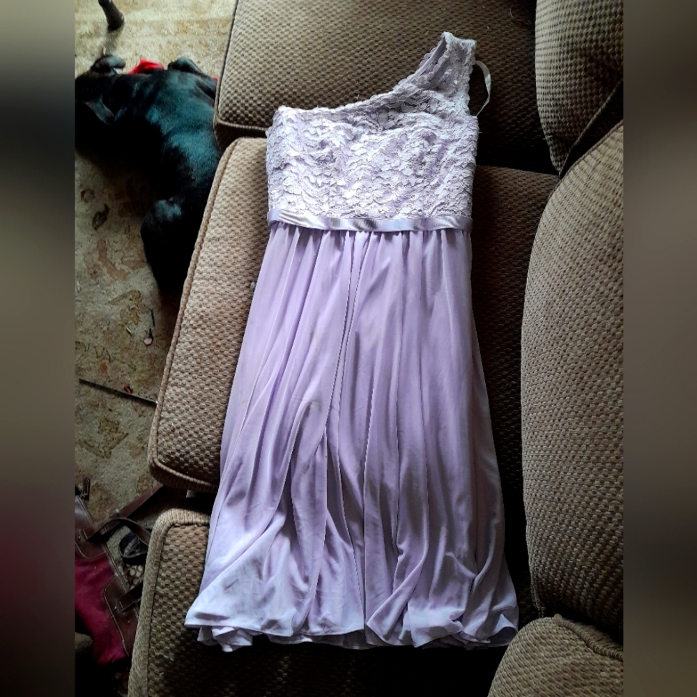 Lavander/lilac colored one shoulder Bridesmaid/Prom dress size 0